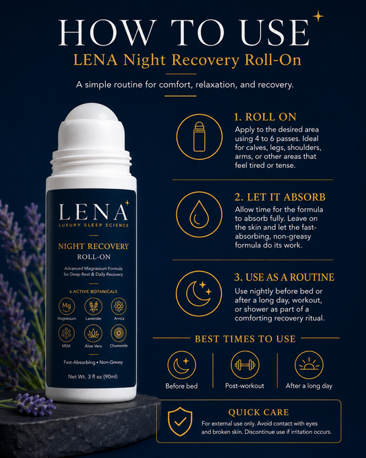 How to use LENA magnesium roll-on before bed for better sleep