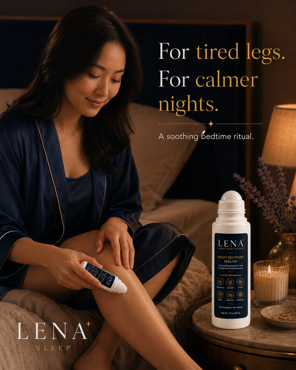 Applying LENA roll-on before sleep